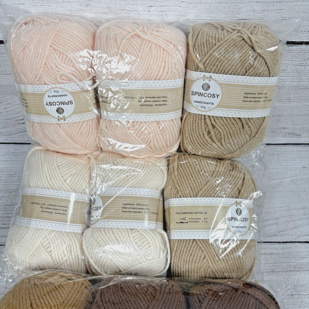 Acrylic Yarn Skeins 50 Gm Ea Lot 12 Neutral Colors Knitting Crafts Crochet NEW - Picture 3 of 4